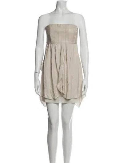 Pre-owned Alice And Olivia Leather Mini Dress In Gray