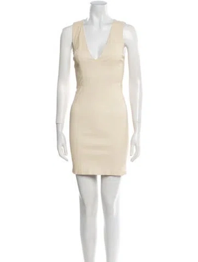 Pre-owned Alice And Olivia Leather Mini Dress In Neutral
