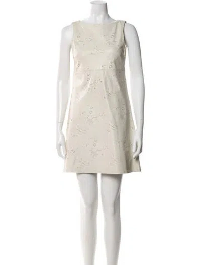Pre-owned Alice And Olivia Leather Mini Dress In Neutral