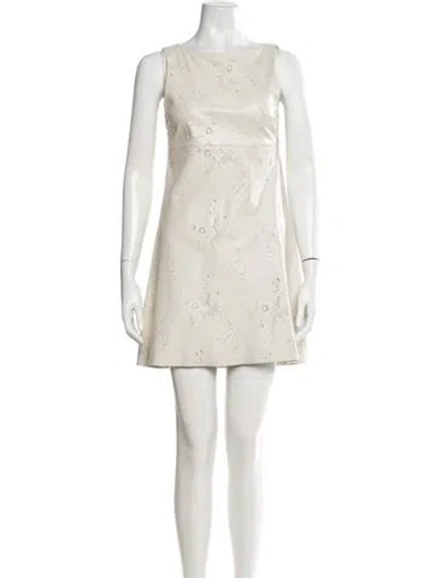 Pre-owned Alice And Olivia Leather Mini Dress In Neutrals