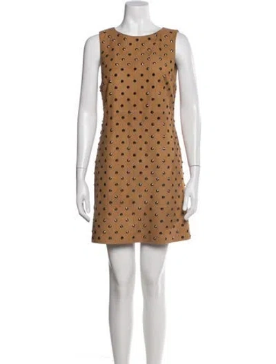 Pre-owned Alice And Olivia Leather Mini Dress In Neutrals