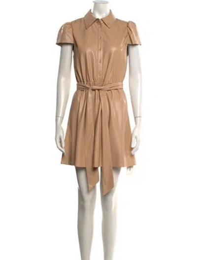 Pre-owned Alice And Olivia Leather Mini Dress In Neutrals