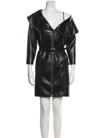 Pre-owned Alice And Olivia Leather Mini Dress W/ Tags In Black