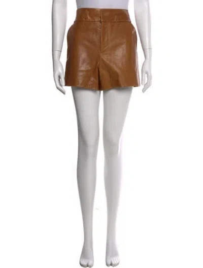 Pre-owned Alice And Olivia Leather Mini Shorts In Brown