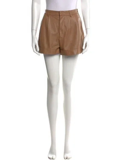 Pre-owned Alice And Olivia Leather Mini Shorts In Brown