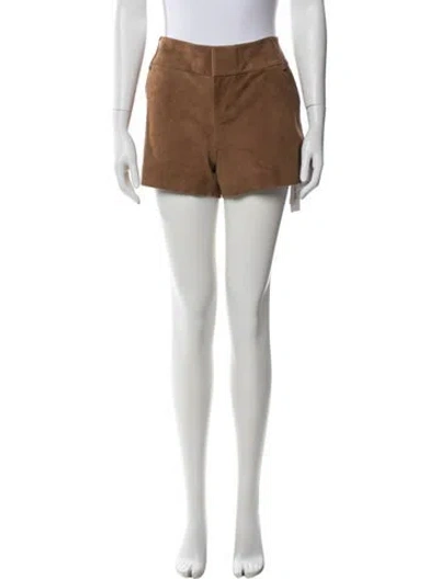 Pre-owned Alice And Olivia Leather Mini Shorts In Brown