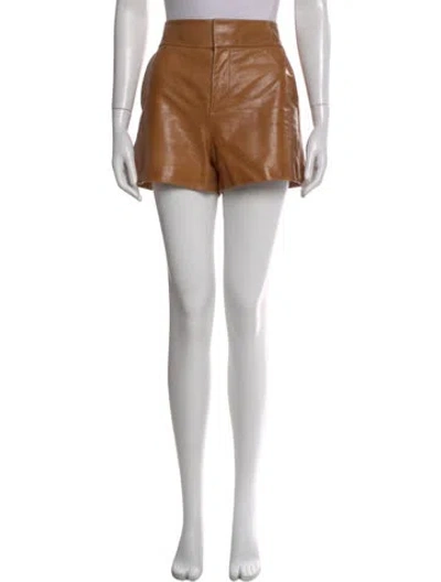 Pre-owned Alice And Olivia Leather Mini Shorts In Brown