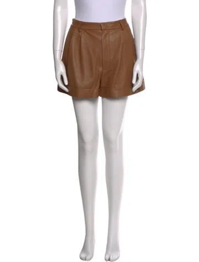 Pre-owned Alice And Olivia Leather Mini Shorts In Brown
