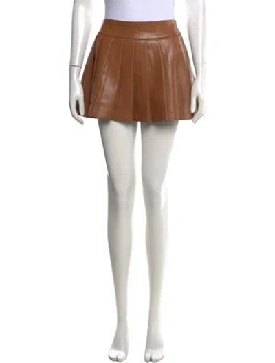 Pre-owned Alice And Olivia Leather Mini Shorts In Brown