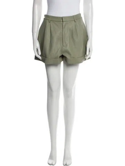 Pre-owned Alice And Olivia Leather Mini Shorts In Green