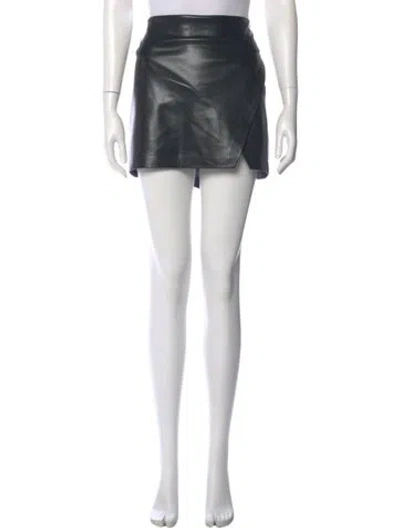 Pre-owned Alice And Olivia Leather Mini Skirt In Black