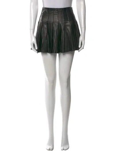 Pre-owned Alice And Olivia Leather Mini Skirt In Black