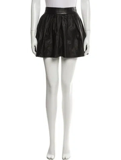 Pre-owned Alice And Olivia Leather Mini Skirt In Black