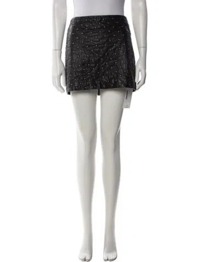 Pre-owned Alice And Olivia Leather Mini Skirt In Black