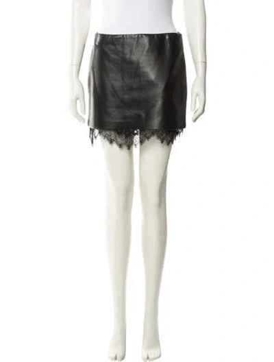 Pre-owned Alice And Olivia Leather Mini Skirt In Black