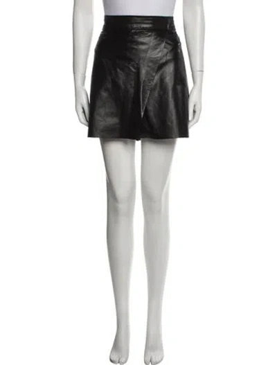 Pre-owned Alice And Olivia Leather Mini Skirt In Black