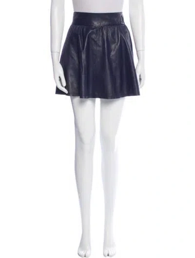 Pre-owned Alice And Olivia Leather Mini Skirt In Black
