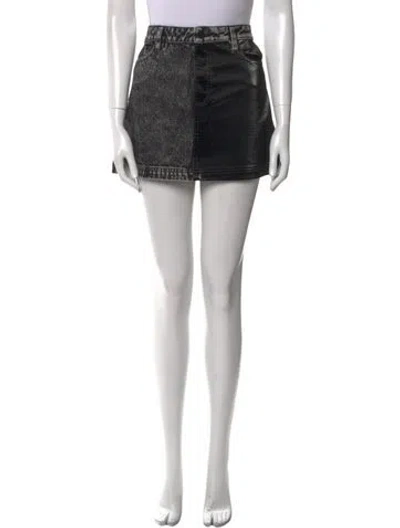 Pre-owned Alice And Olivia Leather Mini Skirt In Black