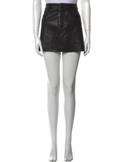 Pre-owned Alice And Olivia Leather Mini Skirt In Black