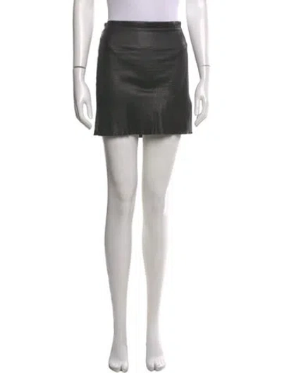 Pre-owned Alice And Olivia Leather Mini Skirt In Black