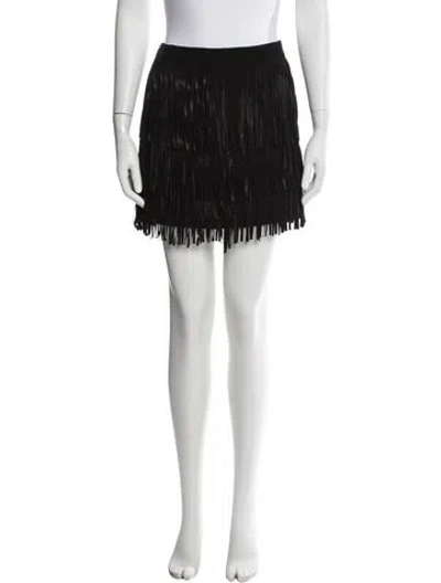 Pre-owned Alice And Olivia Leather Mini Skirt In Black