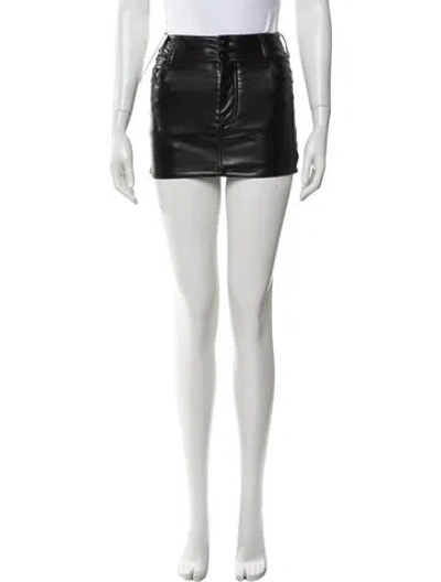Pre-owned Alice And Olivia Leather Mini Skirt In Black