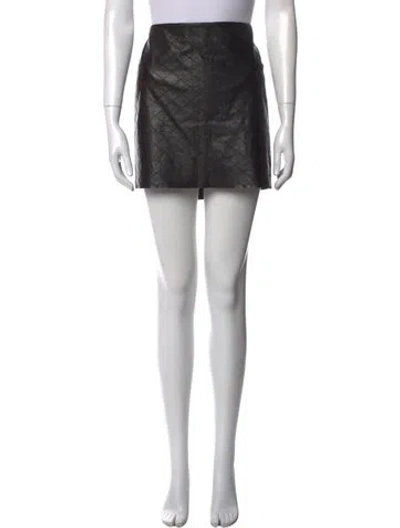 Pre-owned Alice And Olivia Leather Mini Skirt In Black