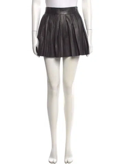 Pre-owned Alice And Olivia Leather Mini Skirt In Black