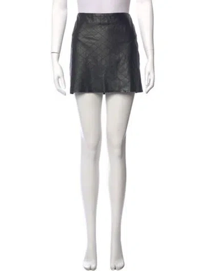 Pre-owned Alice And Olivia Leather Mini Skirt In Black