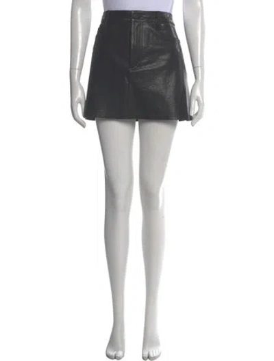 Pre-owned Alice And Olivia Leather Mini Skirt In Black