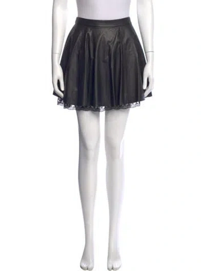 Pre-owned Alice And Olivia Leather Mini Skirt In Black