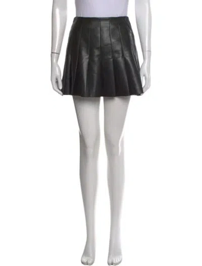 Pre-owned Alice And Olivia Leather Mini Skirt In Black