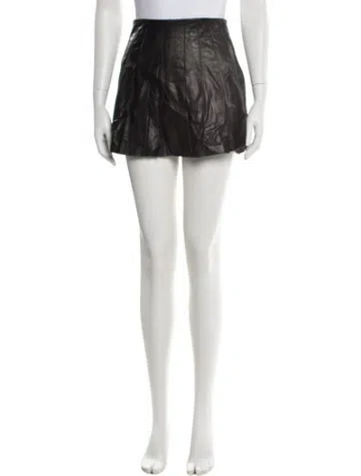 Pre-owned Alice And Olivia Leather Mini Skirt In Black
