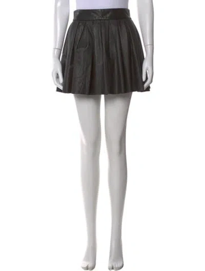Pre-owned Alice And Olivia Leather Mini Skirt In Black