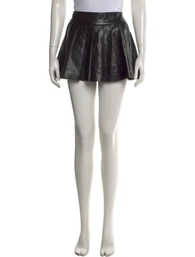 Pre-owned Alice And Olivia Leather Mini Skirt In Black