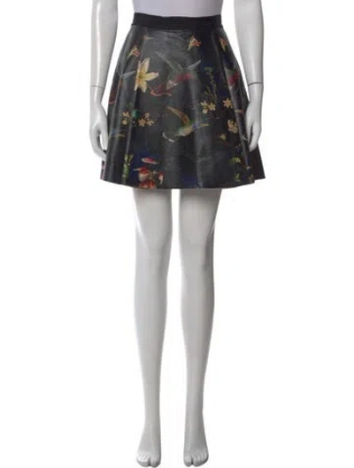 Pre-owned Alice And Olivia Leather Mini Skirt In Black