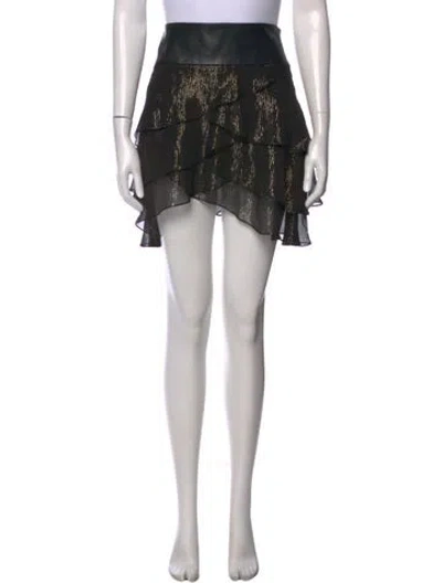 Pre-owned Alice And Olivia Leather Mini Skirt In Black