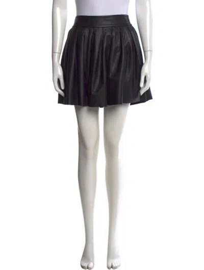 Pre-owned Alice And Olivia Leather Mini Skirt In Black