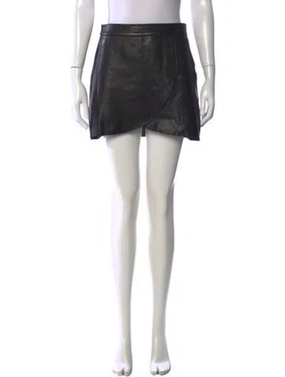 Pre-owned Alice And Olivia Leather Mini Skirt In Black