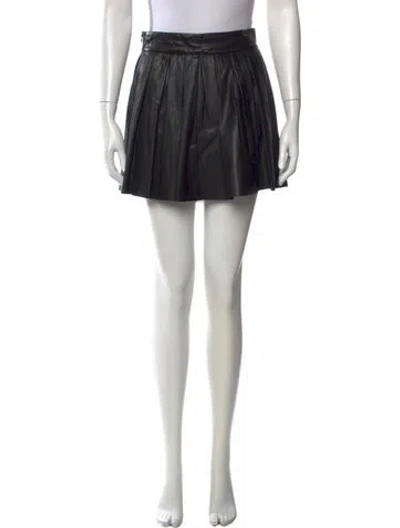 Pre-owned Alice And Olivia Leather Mini Skirt In Black