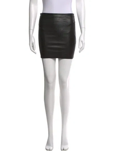 Pre-owned Alice And Olivia Leather Mini Skirt In Black