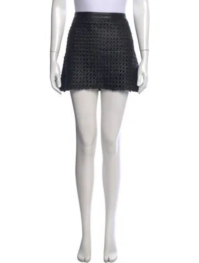 Pre-owned Alice And Olivia Leather Mini Skirt In Black