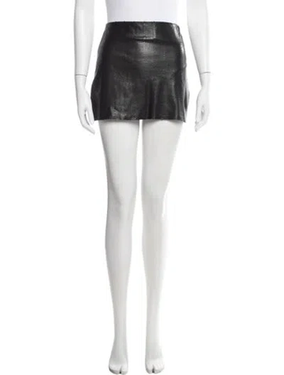 Pre-owned Alice And Olivia Leather Mini Skirt In Black