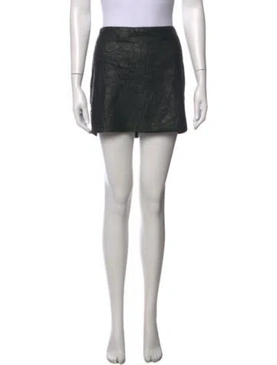 Pre-owned Alice And Olivia Leather Mini Skirt In Black