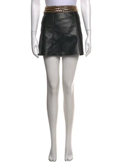 Pre-owned Alice And Olivia Leather Mini Skirt In Black