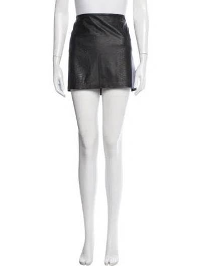 Pre-owned Alice And Olivia Leather Mini Skirt In Black
