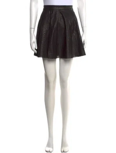 Pre-owned Alice And Olivia Leather Mini Skirt In Black