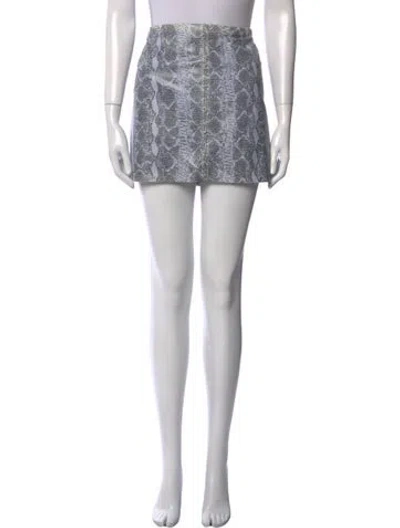 Pre-owned Alice And Olivia Leather Mini Skirt In Blue
