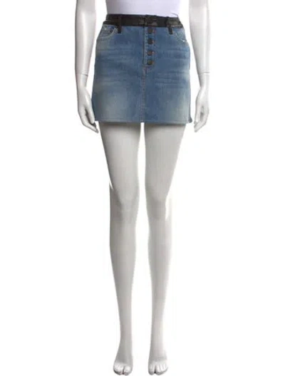 Pre-owned Alice And Olivia Leather Mini Skirt In Blue