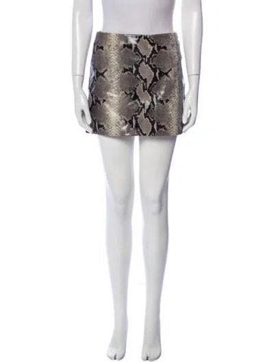 Pre-owned Alice And Olivia Leather Mini Skirt In Blue